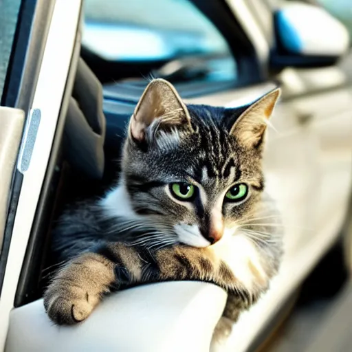 Image similar to cat driving car