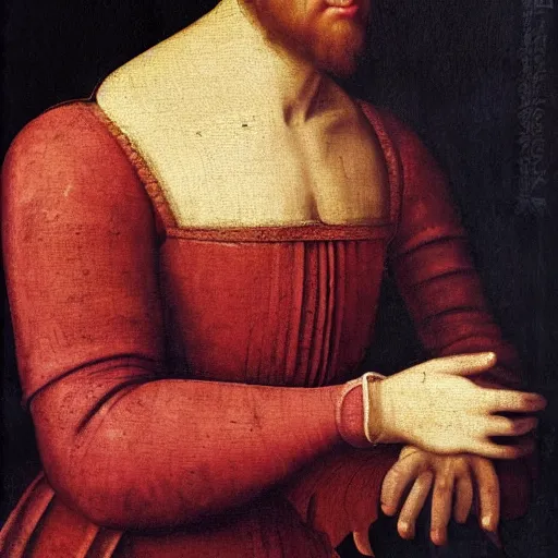 Image similar to a renaissance style portrait painting of The gentleman with the hand on his chest