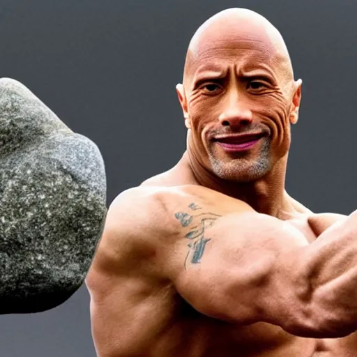 Image similar to dwayne johnson holding a rock