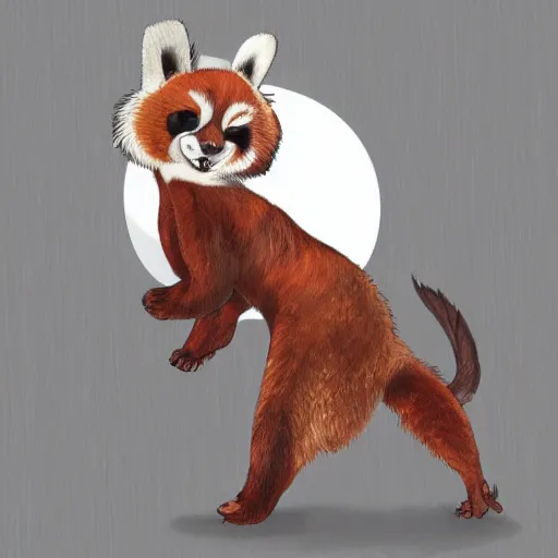 Prompt: cute cartoon drawing of a female anthro red panda waking up from bed yawning and stretching, trending on artstation