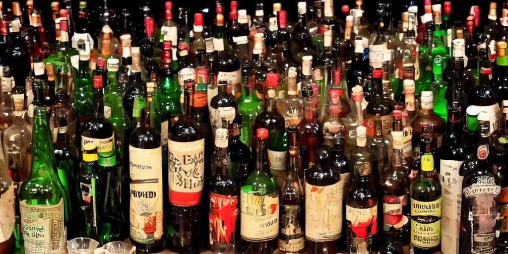 Image similar to lots of bottles of alcohol