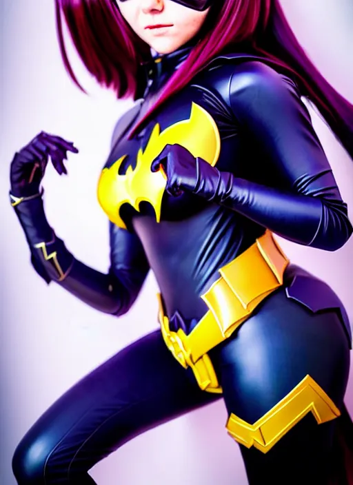 Prompt: full-body portrait Anime batgirl cosplay girl cute-fine-face, pretty face, realistic shaded Perfect face, fine details. Anime. realistic shaded lighting by katsuhiro otomo ghost-in-the-shell, magali villeneuve, artgerm, rutkowski Jeremy Lipkin and Giuseppe Dangelico Pino and Michael Garmash and Rob Rey