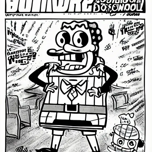 Prompt: spongebob - squarepantsy - as - wario comic - con comic - book drawing from mad - magazine