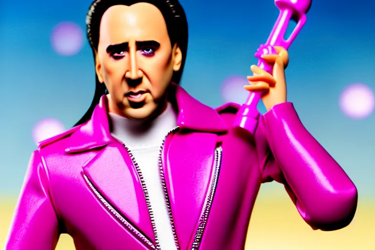 Prompt: Nicolas cage in barbie high resolution still film