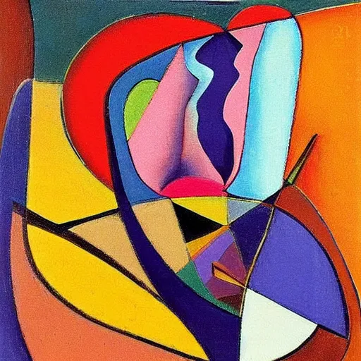 Image similar to woman woman as the natural landscape, her curves form the mountains and rivers of this land, high quality art in the style of cubism and georgia o'keefe,