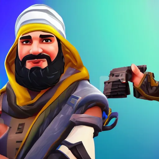 Image similar to oussam ben laden as a fortnite skin