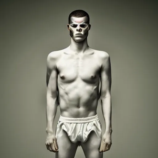 Image similar to a portrait of a beautiful athletic young male iridiscent ghost, photographed by erwin olaf, artistic