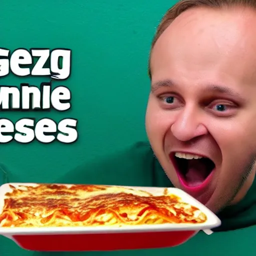 Prompt: Wigeusz YouTuber screaming at children eating his lasagne