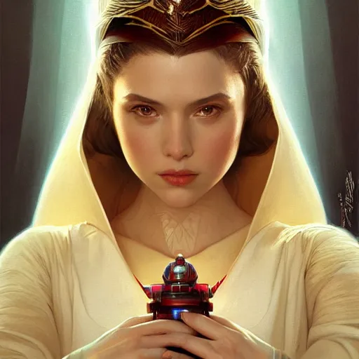 Prompt: ultra realistic illustration, scarlett estevez as princess amidala, intricate, elegant, highly detailed, digital painting, artstation, concept art, smooth, sharp focus, illustration, art by artgerm and greg rutkowski and alphonse mucha