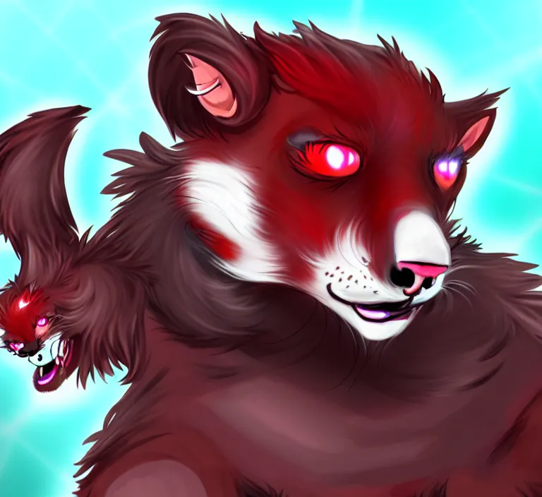 Image similar to furry - male - red - black - weasel - necromancer - fursona uhd ue 5 visual novel pc game expressions