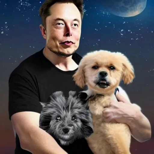 a photo of elon musk riding a dog to the moon | Stable Diffusion | OpenArt
