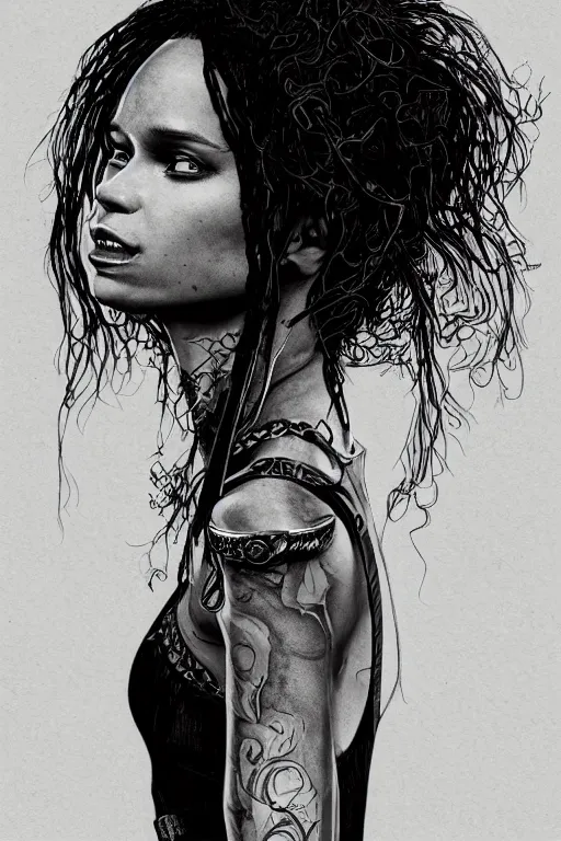 Image similar to studio portrait of zoe kravitz as death of the endless, the sandman as absurdly beautiful, elegant, young skinny idol, ultrafine hyperrealistic face illustration by kim jung gi, irakli nadar, intricate linework, sharp focus, bright colors, matte, octopath traveler, final fantasy, unreal engine highly rendered, global illumination, radiant light, intricate environment