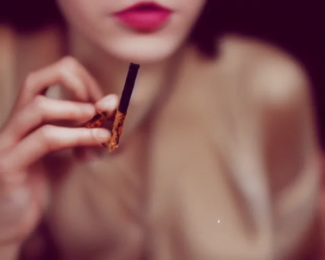 Image similar to a lomographic photo of woman hand with cigarette