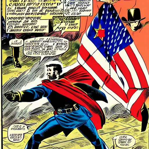Image similar to ulysses s grant fighting robert e lee, marvel comics comic book cover superhero comic