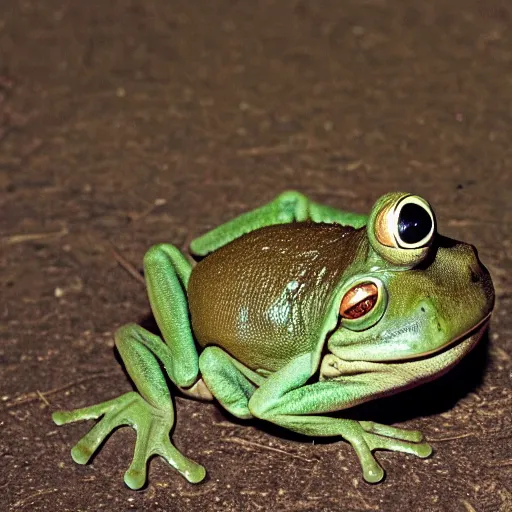 Image similar to a photo of an animal which looks half like a frog and half like a sloth