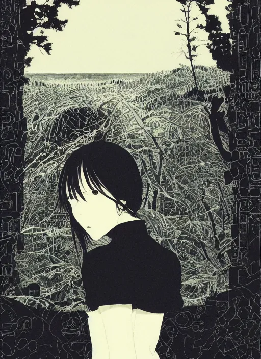 Image similar to a portrait of a cyborg in a scenic environment by asano inio