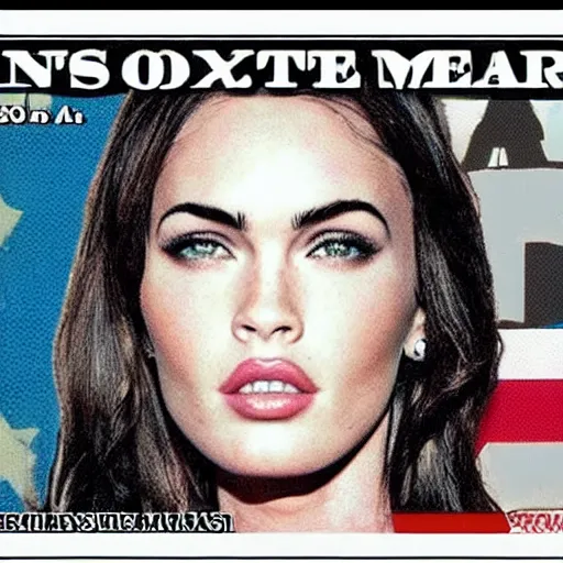 Image similar to us one dollar!!!! alternative with the face of megan fox