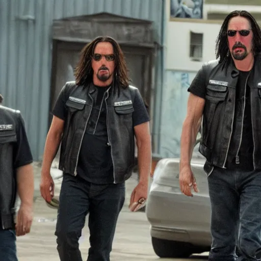 Image similar to Keanu Reeves in Sons of anarchy very detail4K quality super realistic