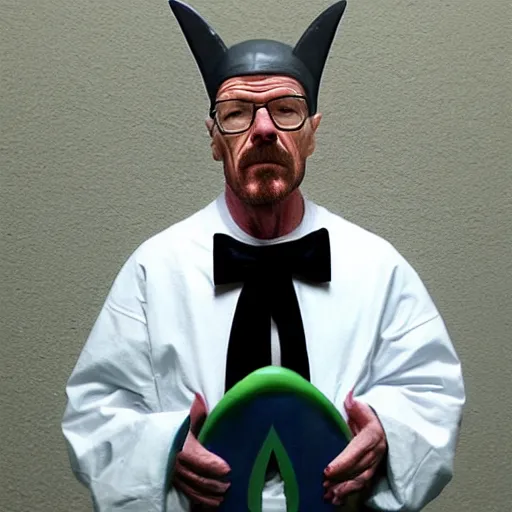 Prompt: walter white cosplaying a shark