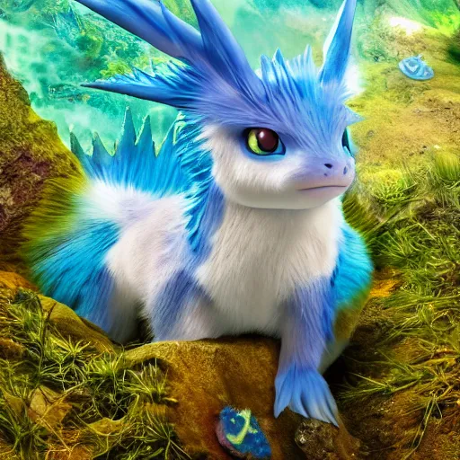 Prompt: national geographic photo of vaporeon, pokemon in the wild, intricate, portrait, 8 k highly professionally detailed, hdr, award winning