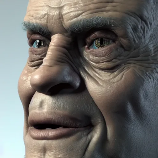 Image similar to a close up of an old man with big eyes, a raytraced image by Christoph Amberger, zbrush central contest winner, photorealism, zbrush, unreal engine 5, vray tracing