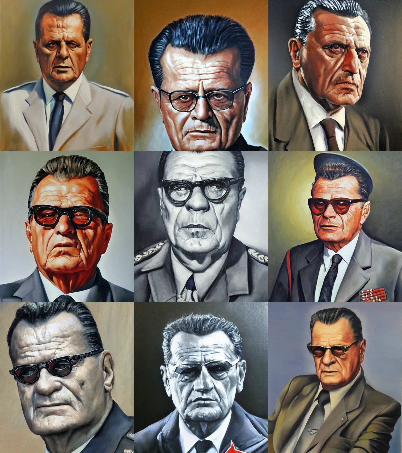 Prompt: portrait of josip broz tito, realistic oil painting, detailed, high quality