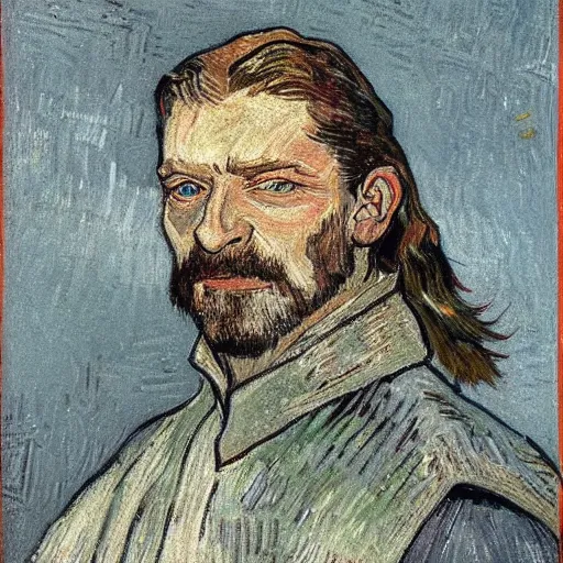 Image similar to detailed portrait of Eddard Stark as an 1890s painted by van gogh