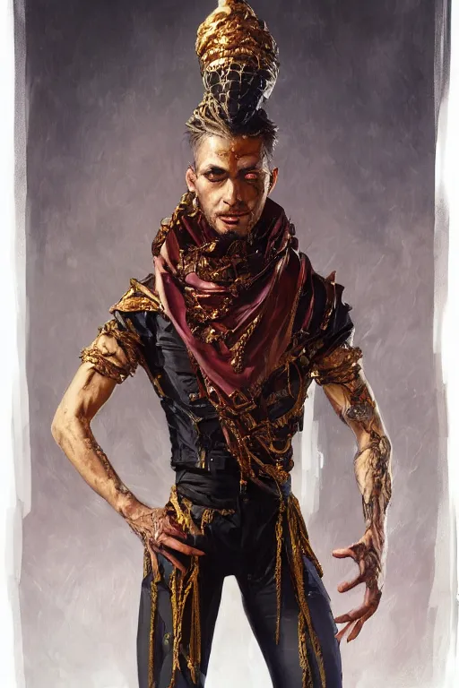 Image similar to portrait of the jailer god dancer wearing expensive scarf by artgerm and Craig Mullins, James Jean, Andrey Ryabovichev, Mark Simonetti and Peter Morbacher 16k