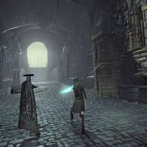 Prompt: bloodborne low poly oldschool runescape, running on psx, gameplay screenshot