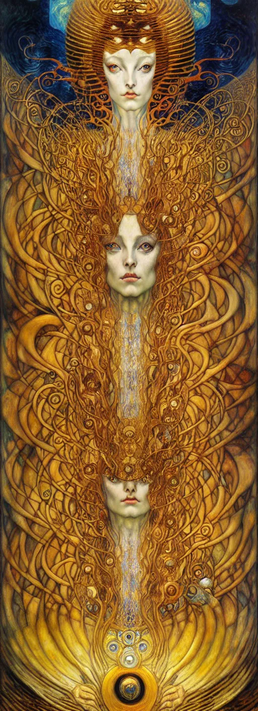 Image similar to Divine Chaos Engine by Karol Bak, Jean Delville, William Blake, Gustav Klimt, and Vincent Van Gogh, symbolist, visionary