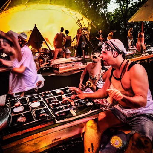 Image similar to scandy and arender, cooking it up, hot hot hot, splash, ahhhhhhh, roomies, bohemian digitals, playing a live gig at ozora festival, no faces visible, huge crowd, ecstatic, photography