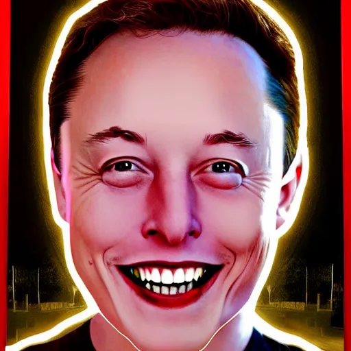 Image similar to photograph at night of elon musk smiling creepily through your bedrooms window, midnight, bedroom, dark outside, night sky, horror art,