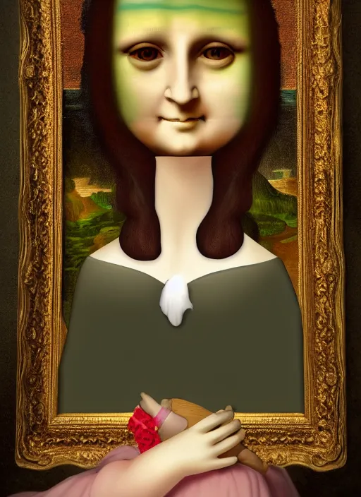 Prompt: mona lisa as a mark ryden fairy doll, detailed digital art, trending on Artstation