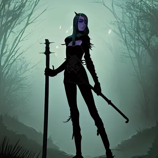 Prompt: medieval iron maiden in the dark forest by ilya kuvshinov, zemyata hd 8k