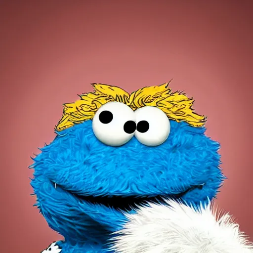 Prompt: cookie monster reacting to his stocks tanking