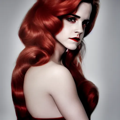 Image similar to Emma Watson as Jessica Rabbit, (Nikon D850, f/8, modelsociety, symmetric balance)