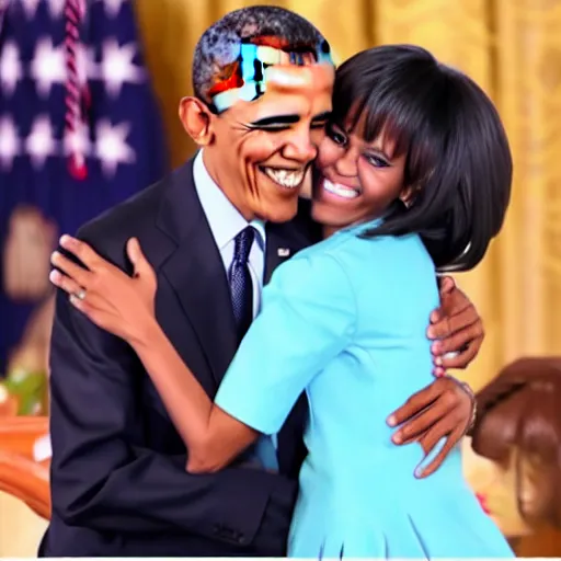 Prompt: Barack Obama hugging his anime waifu, trending on Twitter, set on afternoon