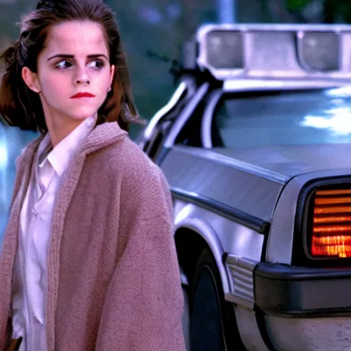 Image similar to emma watson starring in the movie back to the future part 2, movie still, 8 k