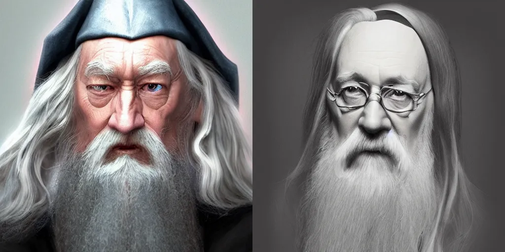 Prompt: photorealistic of portait of Dumbledore in a party, trending on Artstation