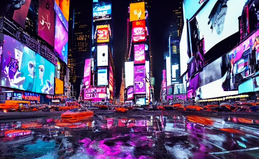 Image similar to Times Square in the year 2100, cyberpunk, neon