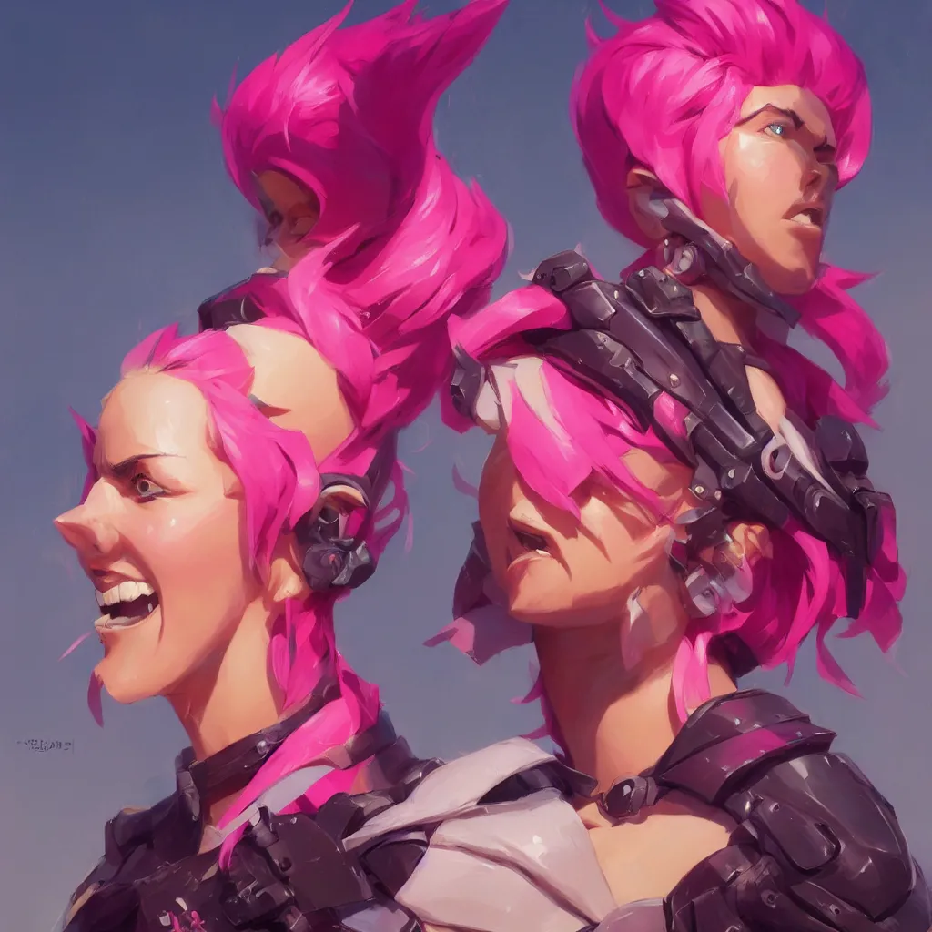 Image similar to female paladin with bright pink mohawk, portrait, behance hd artstation by jesper ejsing by rhads, makoto shinkai and lois van baarle, ilya kuvshinov, ossdraws