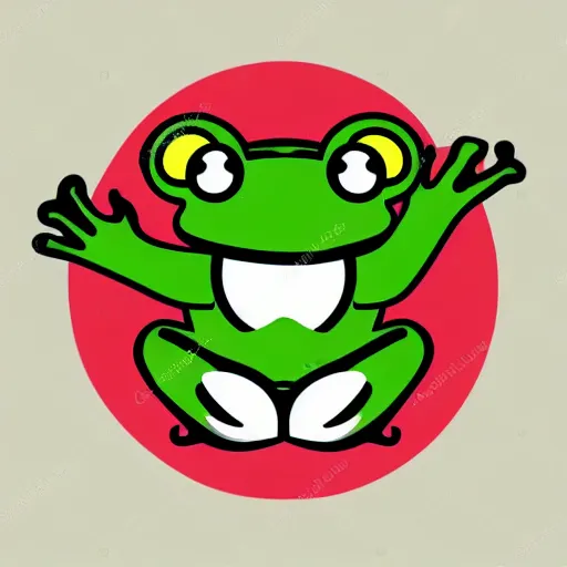 Image similar to a cute frog, digital art, iconic icon, 2 d vector logo, cartoon, t - shirt design