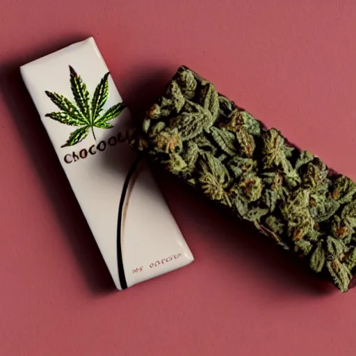 Image similar to a chocolate bar shaped like a cannabis leaf