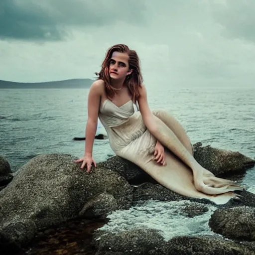 Image similar to a portrait of emma watson as a mermaid in a scenic environment by elsa bleda