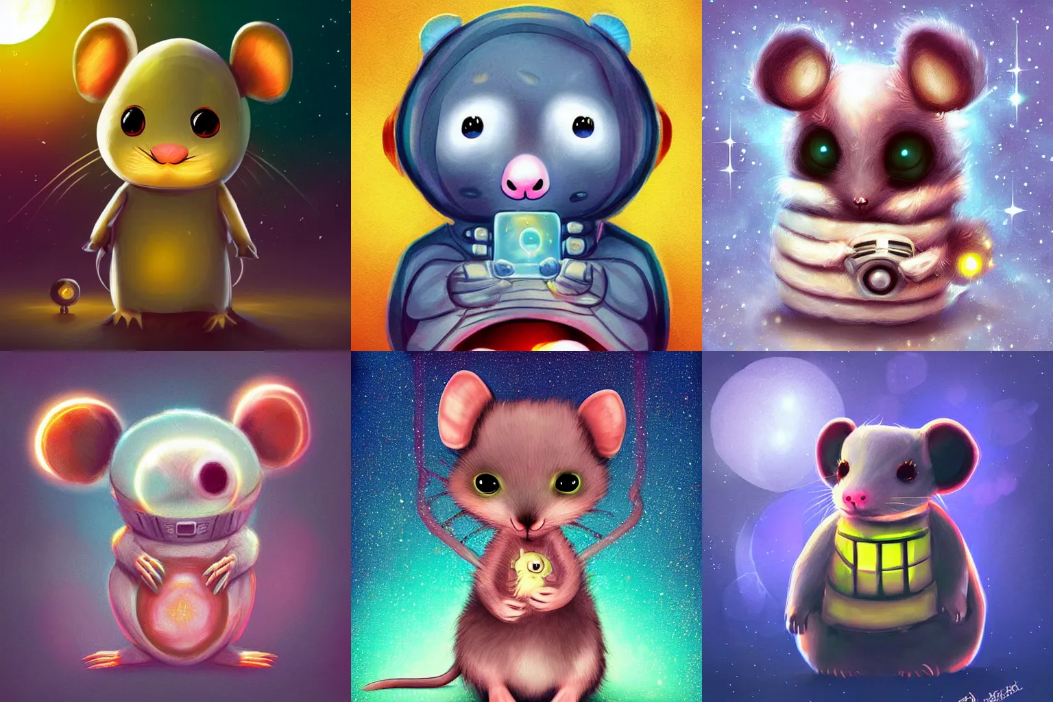 Prompt: cute scifi animal called 'snuggle mouse', digital art, adorable, cuddly, scifi background, dramatic lighting