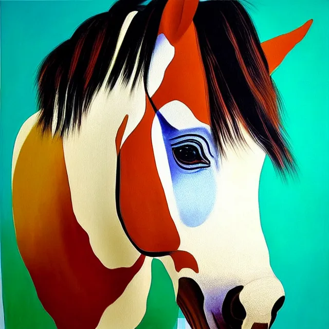 Prompt: a beautiful painting horse, by xu beihong andy warhol realistic oil painting