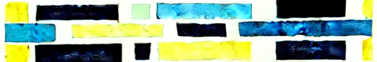 Prompt: black, baby blue, pale yellow, geometric abstract post - minimalism, watercolors on paper