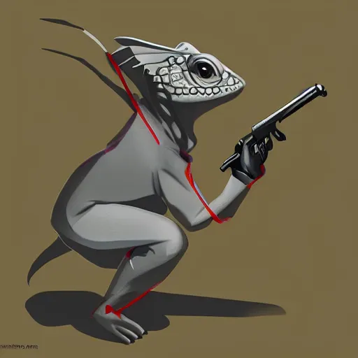 Image similar to a lizard as a hitman, Digital art