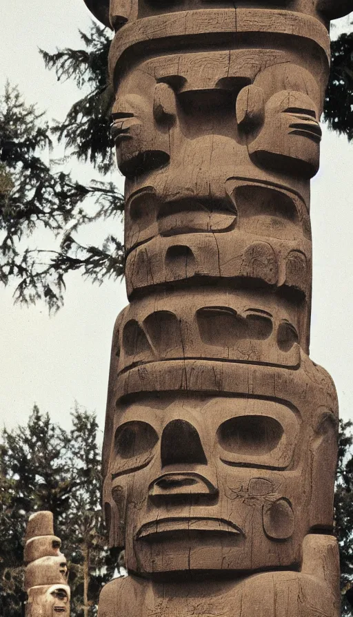 Prompt: vintage color photo of totem pole of dead celebrities, very detailed, photorealistic, high resolution, highly detailed, details, good clear quality Cinematic shot