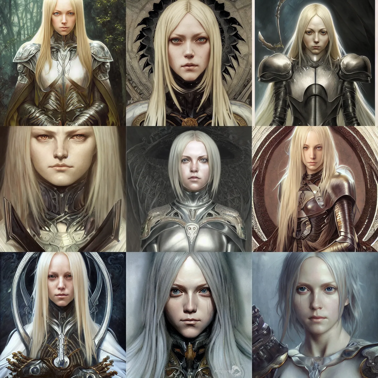 Prompt: a masterpiece portrait painting of clare ( from claymore ), ultra realistic, concept art, intricate details, eerie, highly detailed, photorealistic, art by artgerm and greg rutkowski and alphonse mucha